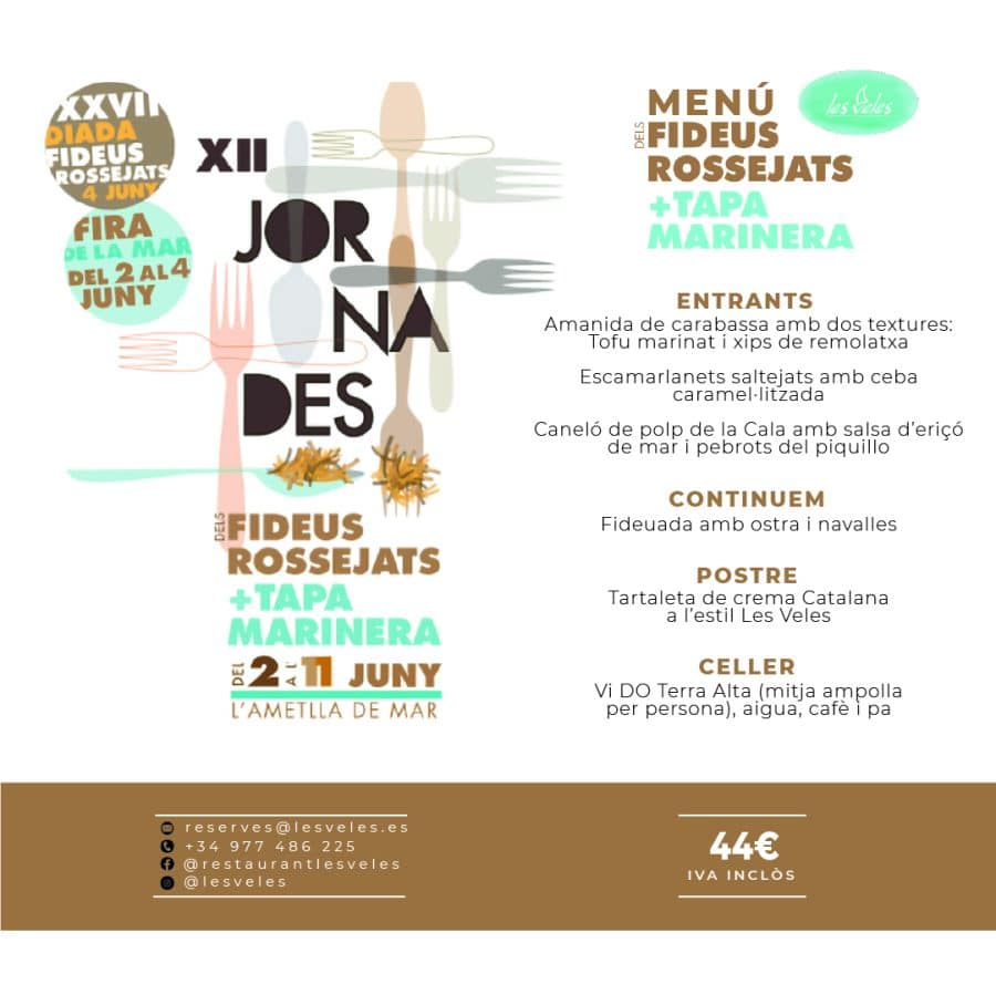 Jornadas gastronómicas de los Fideus rossejats en restaurante Les Veles